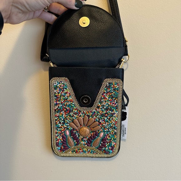 Coco + Carmen Artisan Beaded Crossbody Purse/Bag Colorful Adjustable Strap New - Picture 8 of 10